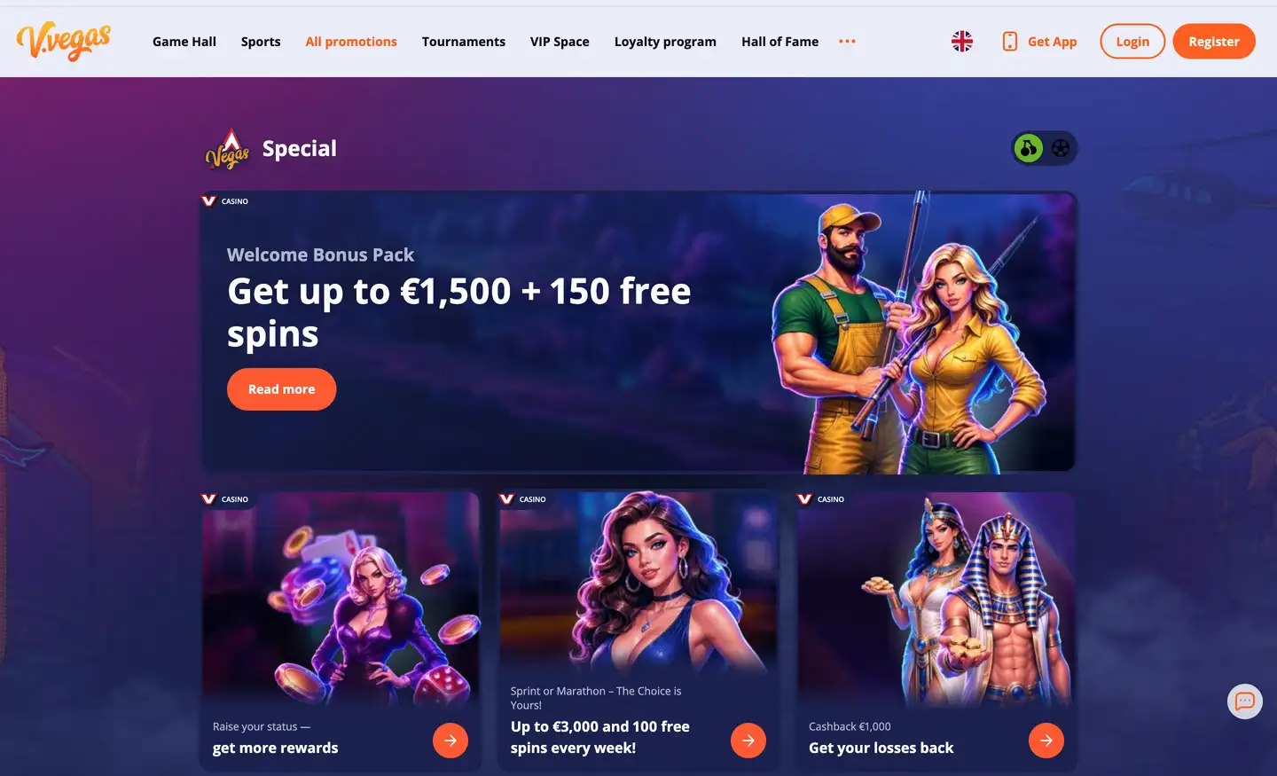 Bonuses and promotions at V.Vegas Casino